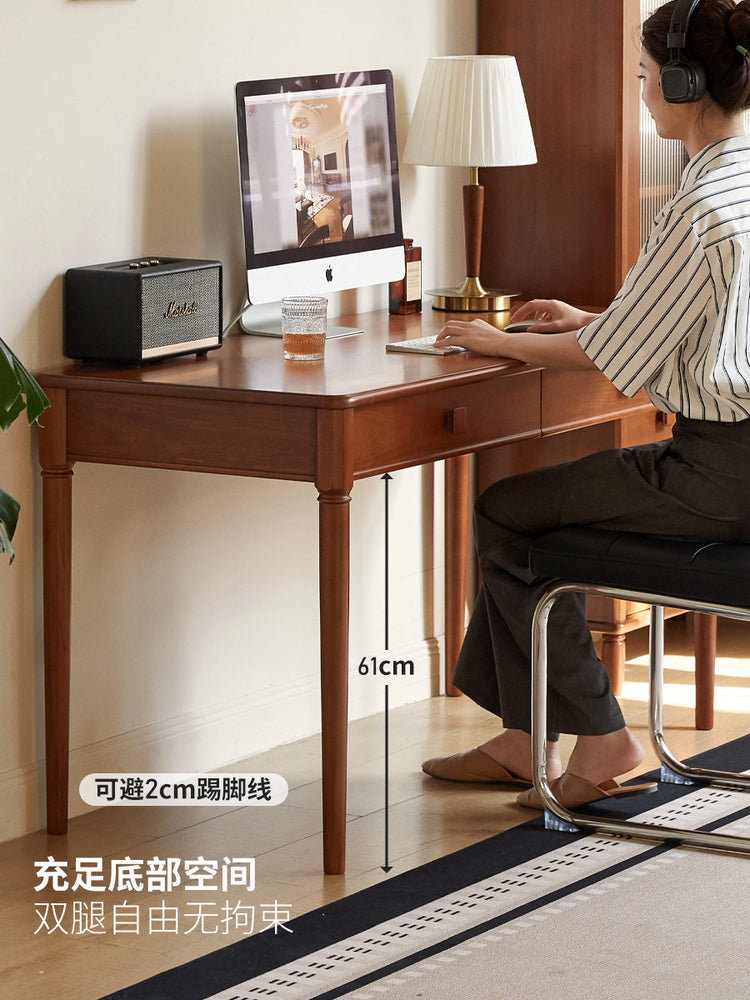 实木书桌中古风书房办公桌电脑桌写字桌复古靠墙桌子