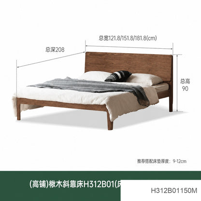 全实木床北美黑胡桃木双人床现代简约主卧大床卧室家具