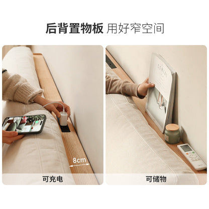 实木现代简约布艺沙发橡木小户型直排沙发