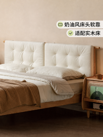 床头软包靠背靠垫奶油风白色有机皮靠包海绵靠枕舒适护腰