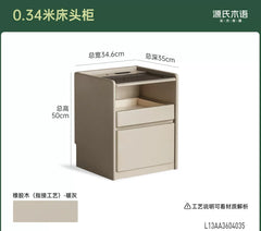 实木床头柜意式轻奢储物柜卧室灰色收纳柜多功能柜子