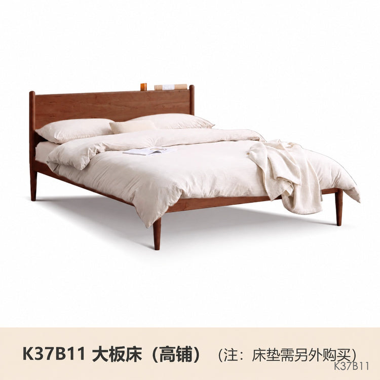 实木床现代简约樱桃木双人床日式卧室床1.5米床复古家具