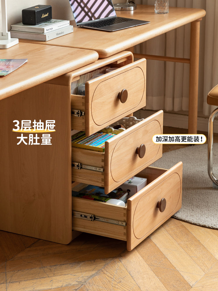 实木儿童学习桌小学生写字桌伸缩课桌简约双人书桌