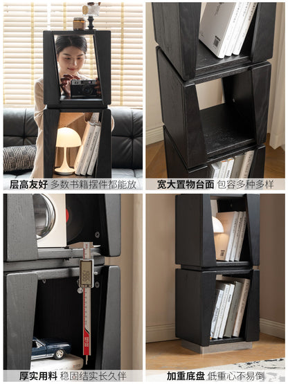 实木书架小户型落地置物架书房包豪斯展示架橡木黑色窄柜