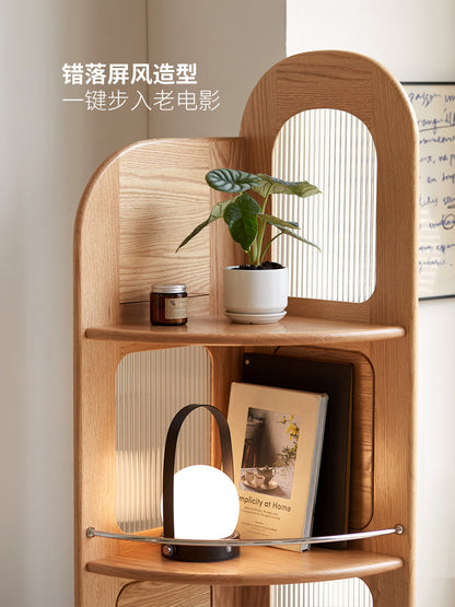 实木书架小户型转角置物架书房橡木简约落地收纳架