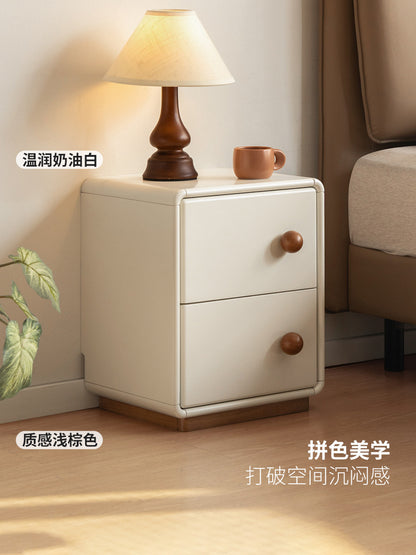 实木床头柜白色奶油风储物柜卧室小户型极窄收纳柜