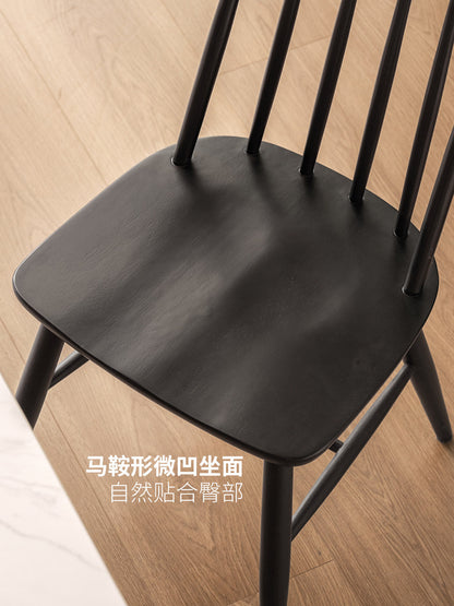 实木餐椅餐厅现代简约餐桌椅黑色温莎椅原木靠背椅椅子