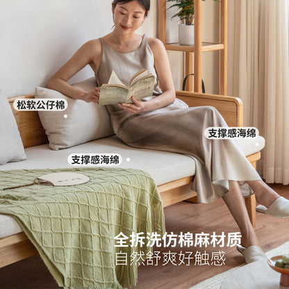 实木沙发新中式两用罗汉床简约小户型客厅橡木沙发床