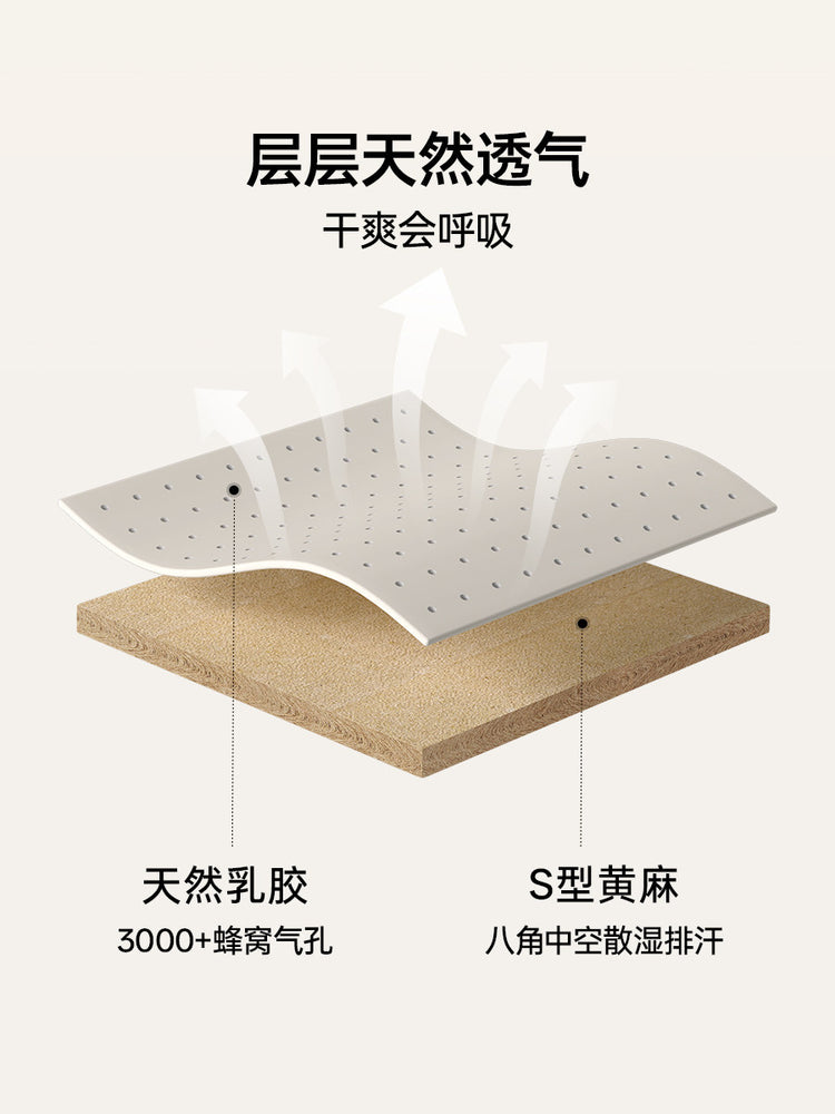 【预售30天】天然乳胶0胶水床垫抗菌防螨黄麻硬垫卧室1.8米薄垫子
