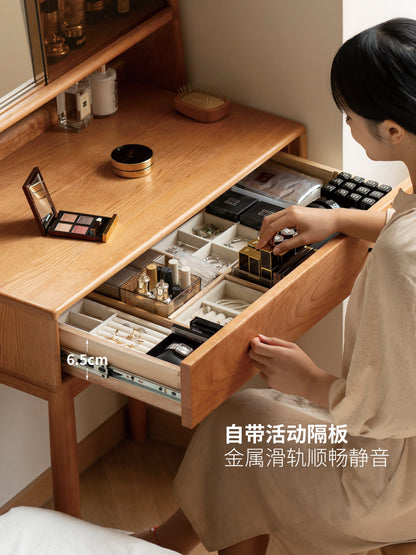 实木化妆桌小户型卧室小型复古樱桃木多功能收纳梳妆台
