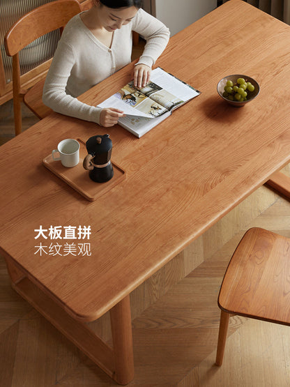 实木餐桌中古风餐厅吃饭桌樱桃木简约大板桌桌椅组合