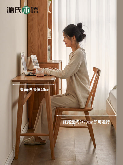 实木书桌靠墙办公桌一字板窄桌复古樱桃木桌子长条电脑桌