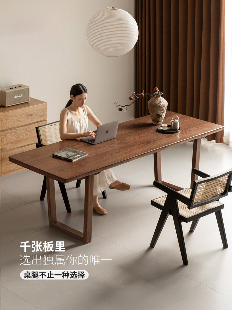 山野原木自然边大板桌餐厅白蜡木餐桌书桌客厅工作台