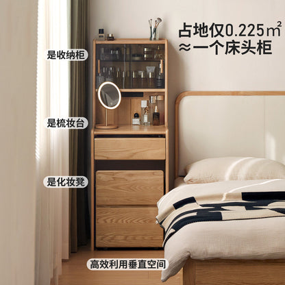 实木化妆桌卧室原木风多功能梳妆台小户型白蜡木化妆台