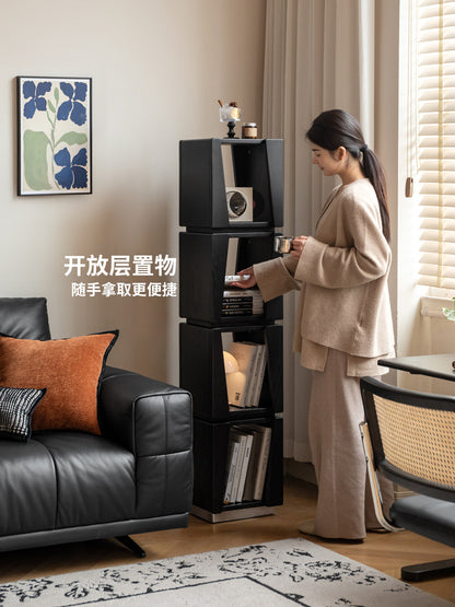 实木书架小户型落地置物架书房包豪斯展示架橡木黑色窄柜
