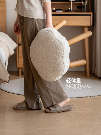 实木仿羊羔绒云朵凳卧室可爱简约化妆椅换鞋凳