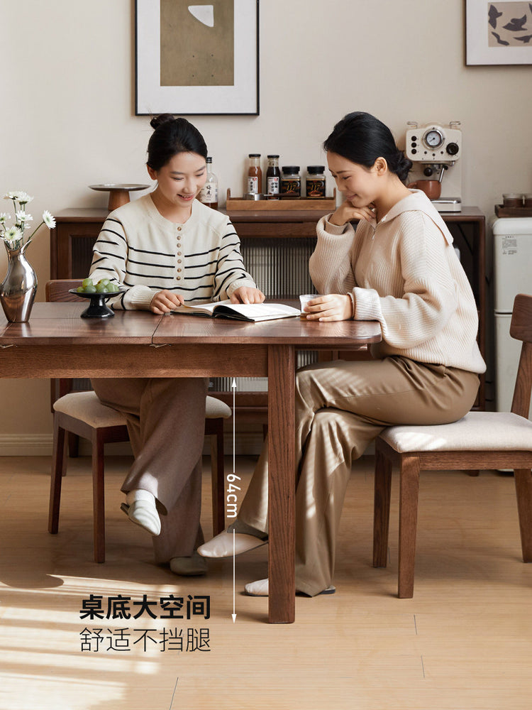 实木餐桌小户型餐厅折叠桌饭桌橡木简约可伸缩桌子