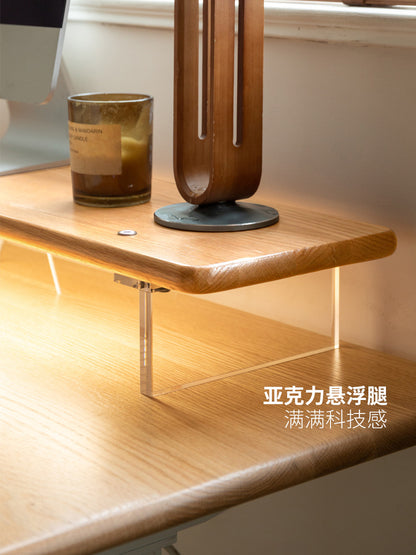 实木台式电脑增高架简约橡木办公室显示器支架悬浮置物架