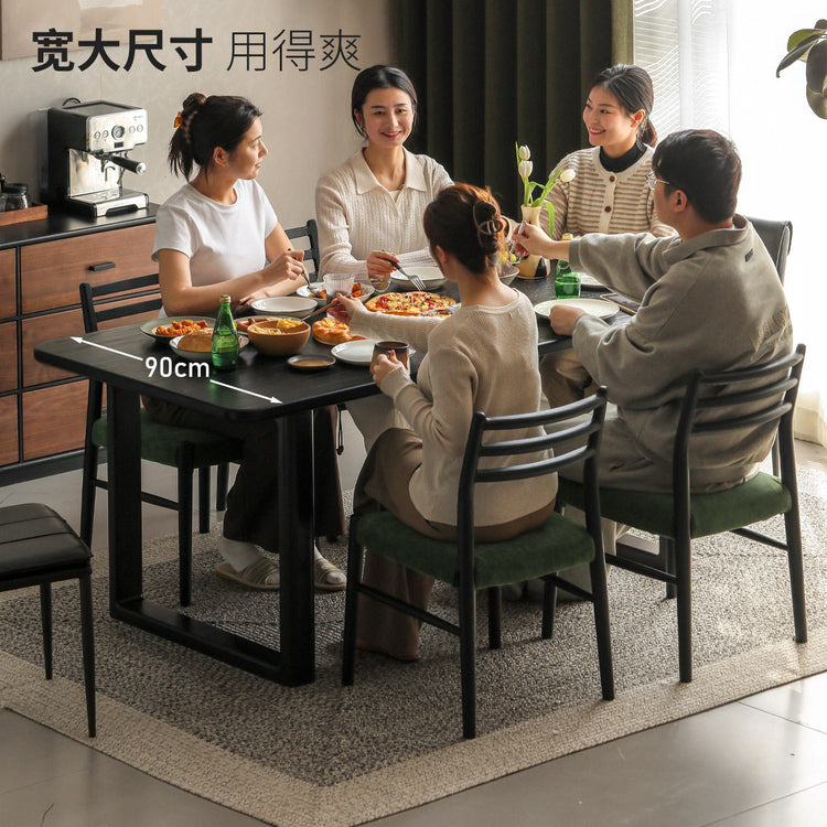 实木餐桌现代简约餐厅大板桌橡木黑色长桌吃饭桌子