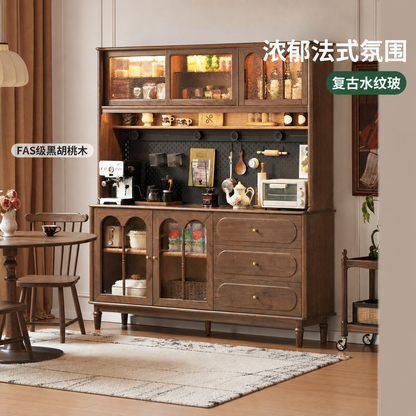 实木餐边柜餐厅复古储物柜黑胡桃木置物柜橱柜收纳柜