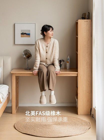 实木书桌书架一体简约小户型书房简易办公桌学生电脑桌