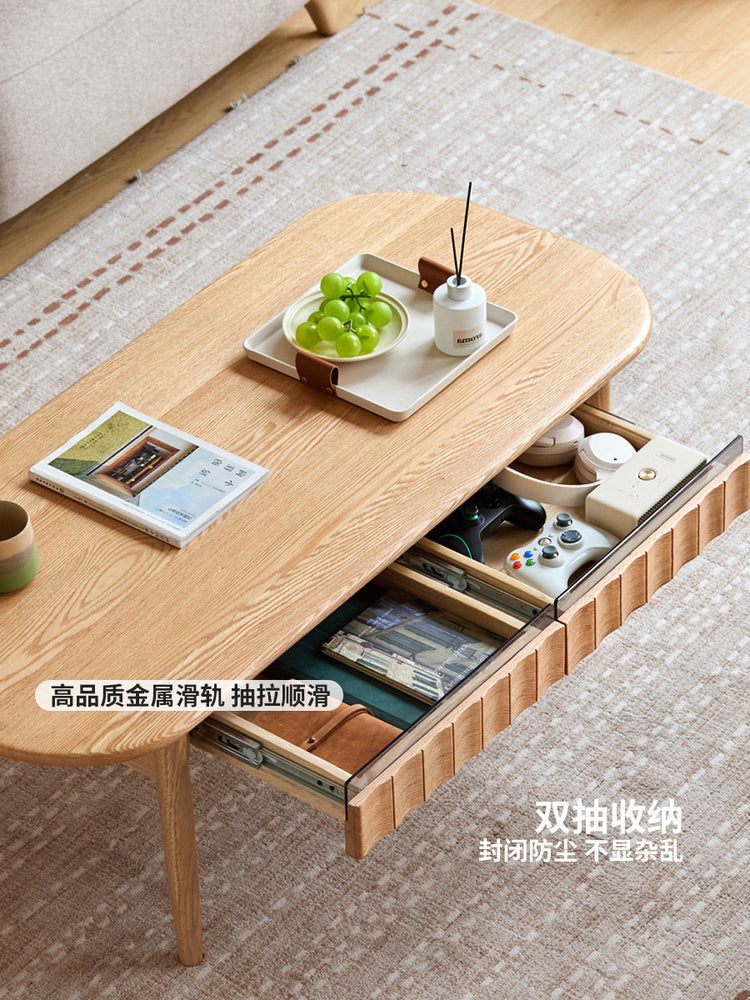 实木茶几客厅现代简约储物茶桌小户型橡木原木风茶台