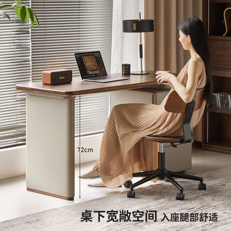 实木书桌黑胡桃木办公桌书房带下柜电脑桌储物写字桌