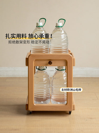 实木儿童蒙氏书包架现代简约桌下书本架移动小推车置物架