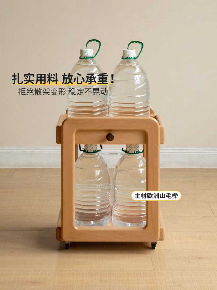 实木儿童蒙氏书包架现代简约桌下书本架移动小推车置物架