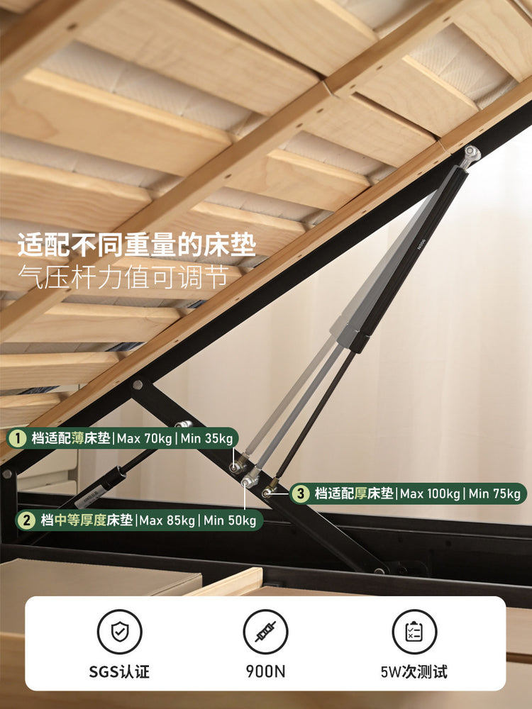 实木床意式轻奢悬浮床卧室黑胡桃木箱体床多功能储物床
