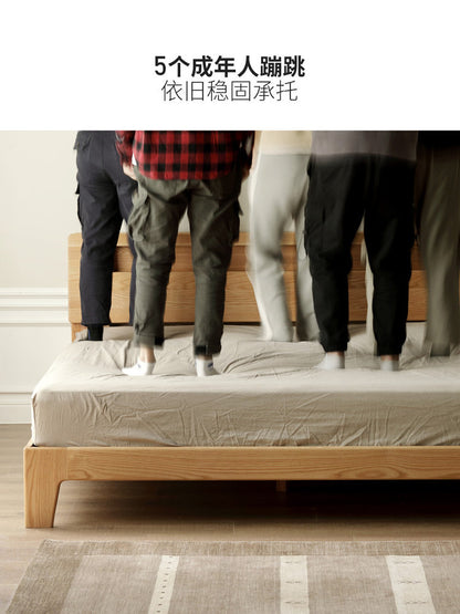 全实木床卧室1.8橡木北欧床现代简约1.5米主卧双人床家具