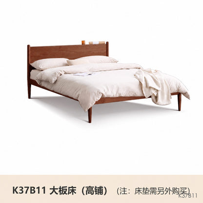 实木床现代简约樱桃木双人床日式卧室床1.5米床复古家具
