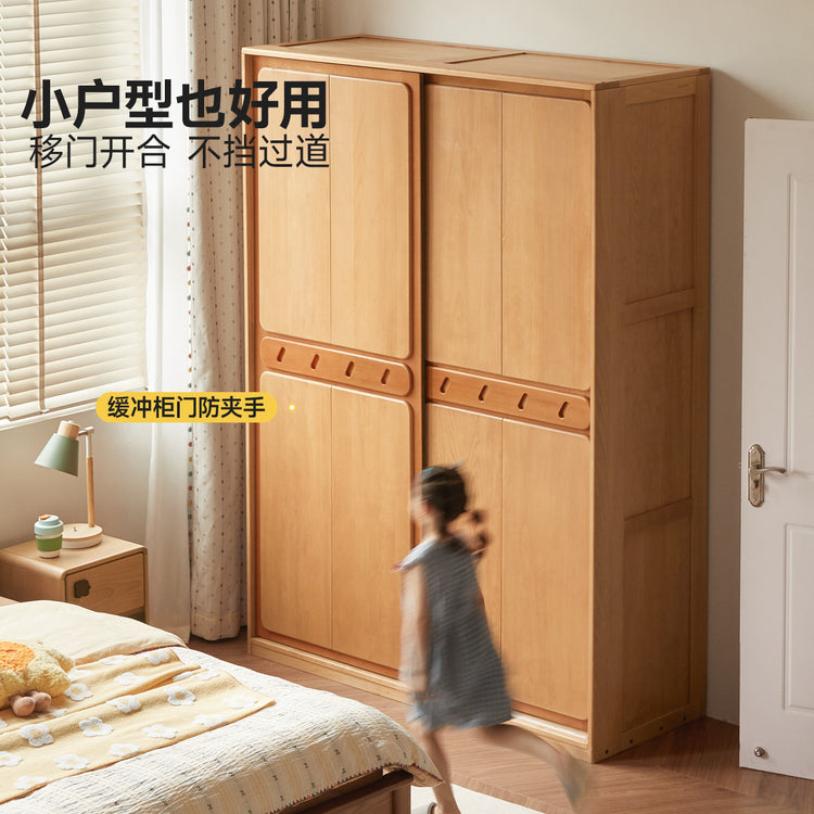 实木儿童衣柜卧室男孩女孩移门收纳柜小户型储物柜