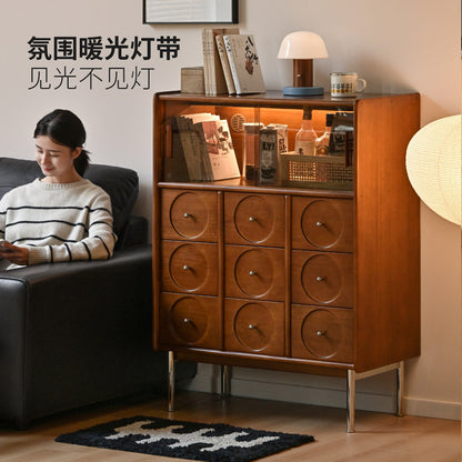 实木餐边柜小户型餐厅复古茶水柜中古风置物柜橱柜