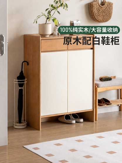 实木鞋柜门口置物柜收纳柜客厅小户型白色入户玄关柜