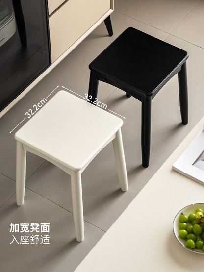 实木方凳餐厅现代简约餐凳可叠放板凳耐用黑色凳子