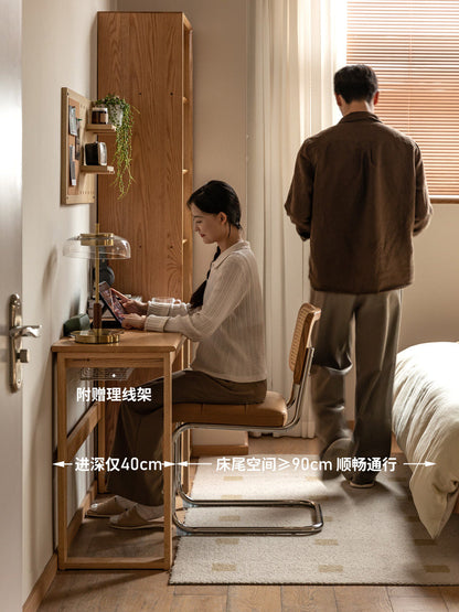 实木书桌书房伸缩写字桌卧室床边桌橡木窄桌办公桌