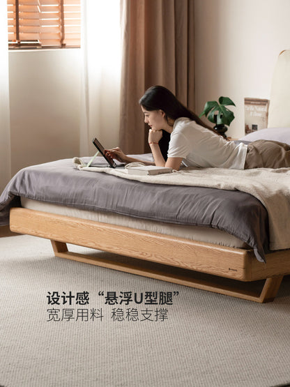 实木软靠床意式轻奢真皮床白蜡木卧室大床橡木悬浮床