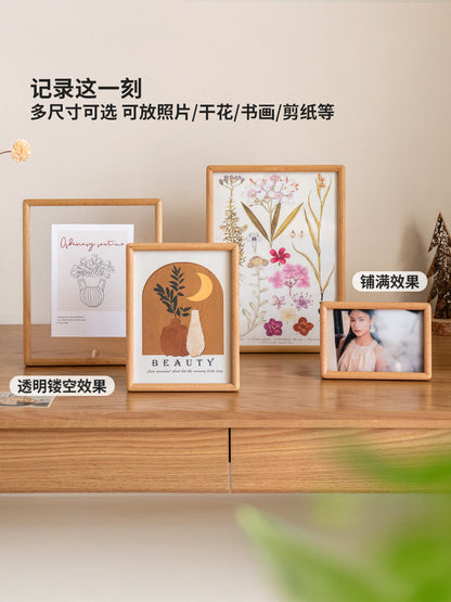 实木相框高级感黑胡桃木山毛榉桌面摆台6/8/10寸A4画框