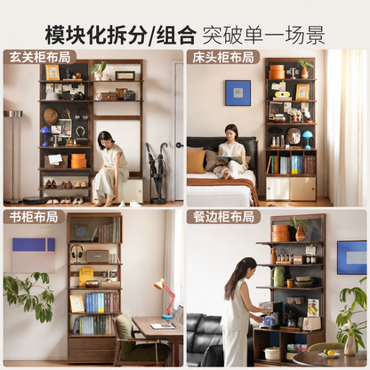 实木书架一体靠墙洞洞板展示架书房挂壁置物架落地组合柜