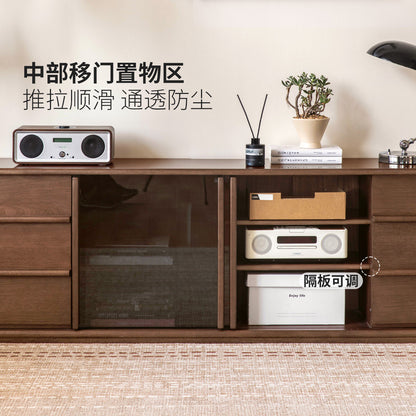 实木客厅新中式收纳储物柜卧室落地高电视柜