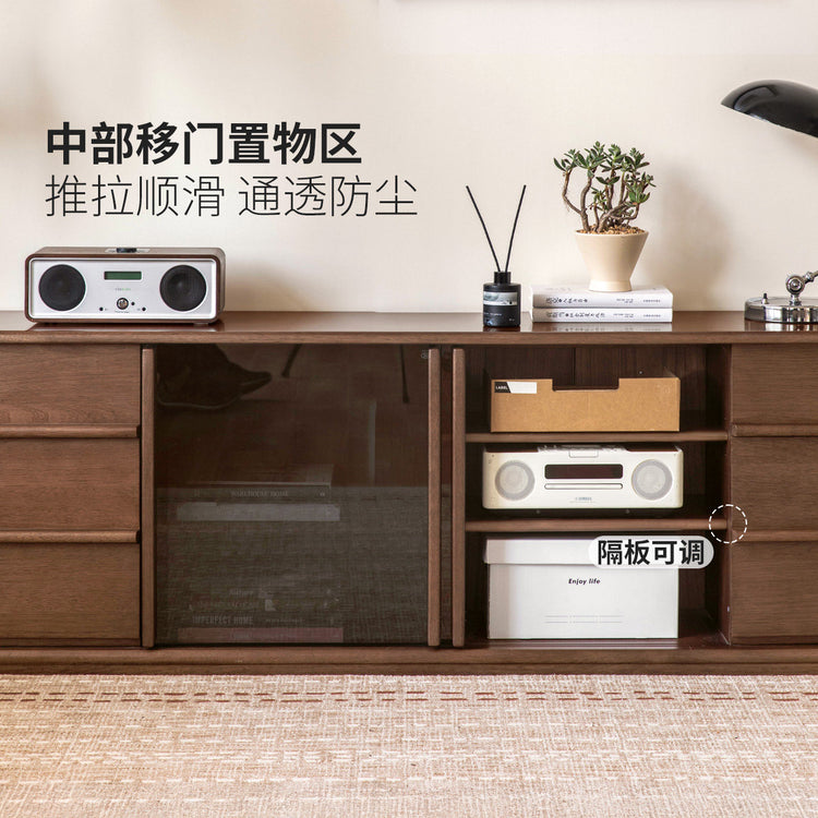 实木客厅新中式收纳储物柜卧室落地高电视柜
