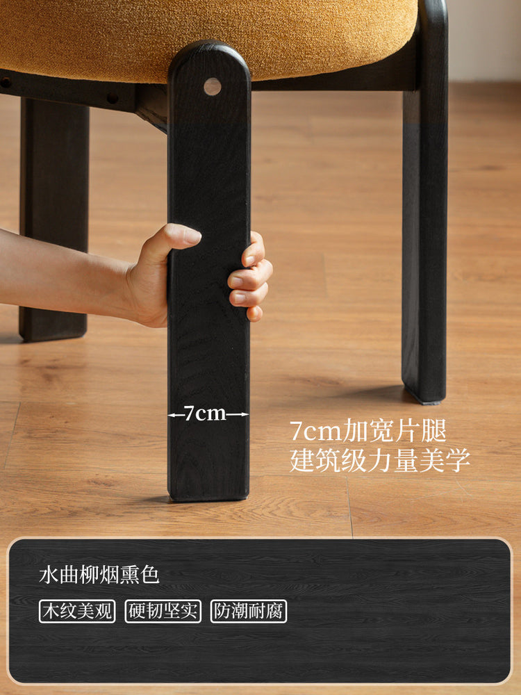 实木餐椅法式复古餐厅软包休闲椅靠背椅黑色吃饭椅子