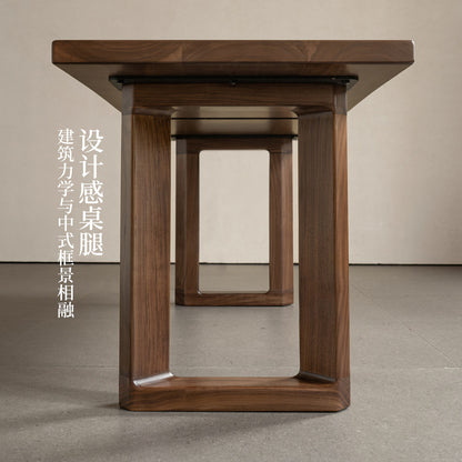 实木自然边茶桌餐厅黑胡桃木餐桌山野原木大板桌客厅茶台