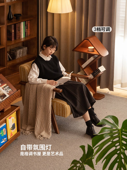 吉祥好礼实木书架中古风书房置物架复古落地书报架