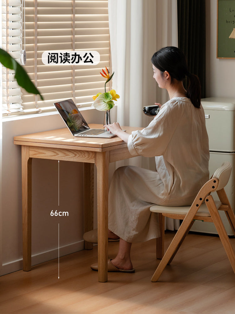 实木餐桌小户型折叠桌橡木饭桌现代简约餐厅桌子方桌