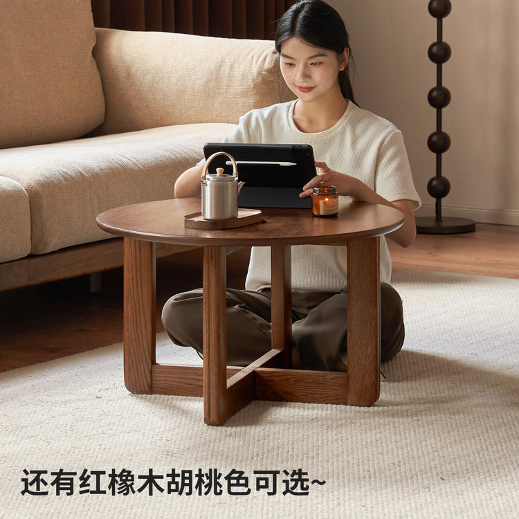 实木茶几客厅现代简约茶台胡桃色圆几小户型茶水台