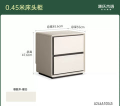 实木床头柜现代简约储物柜卧室白色柜子两抽收纳柜