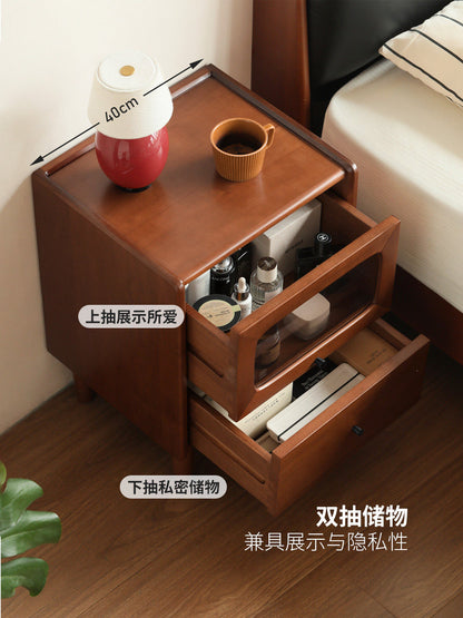 实木床头柜中古风储物柜小户型超窄收纳柜卧室床边小柜子