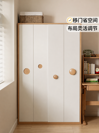 实木儿童移门衣柜储物柜小户型推拉门衣橱男孩女孩收纳柜